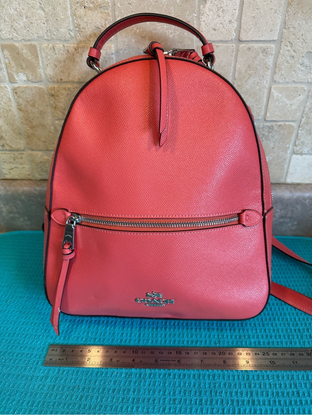 Coach Coral Pink Pebbled Leather Mini Backpack